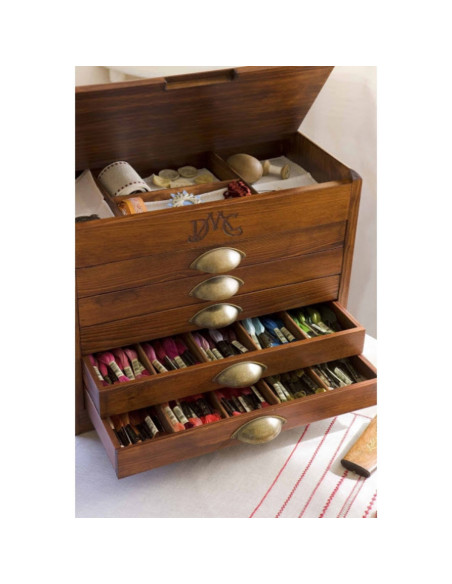 Vintage wooden DMC furniture with 500 skeins