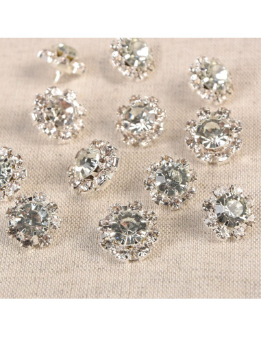 Aveline rhinestone tail button - Silver