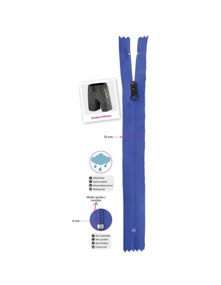 20 cm waterproof invisible zipper - Yellow