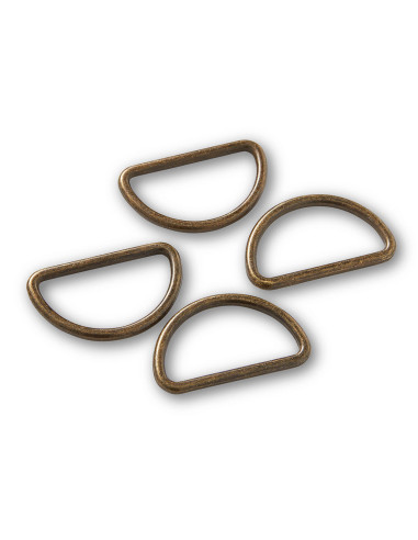 Box of 4 D-rings - Antique brass 30 mm