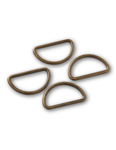 Box of 4 D-rings - Antique brass 30 mm
