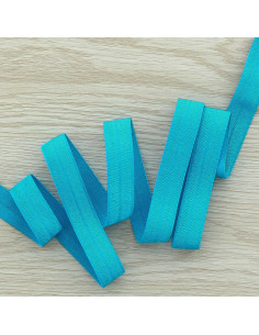 Pre-folded satin elastic bias 15 mm wide - Turquoise blue