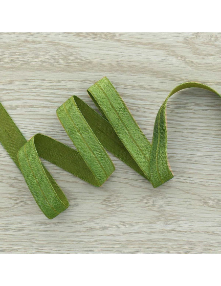 Pre-folded satin elastic bias 15 mm wide - Army green