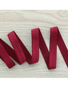 Pre-folded satin elastic bias 15 mm wide - Bordeaux
