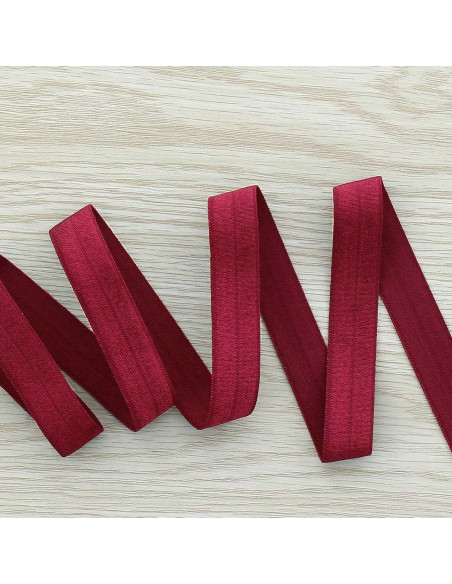 Pre-folded satin elastic bias 15 mm wide - Bordeaux