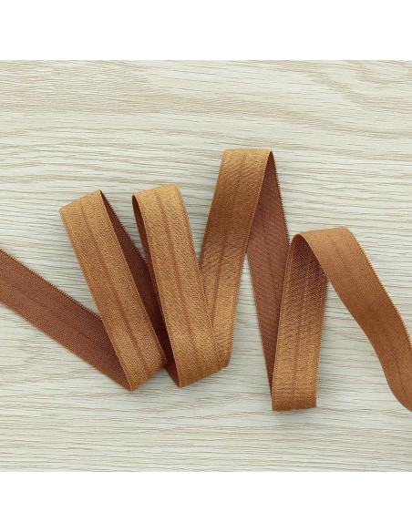 Pre-folded satin elastic bias 15 mm wide - Hazelnut