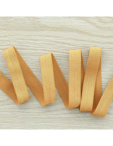 Pre-folded satin elastic bias 15 mm wide - Camel
