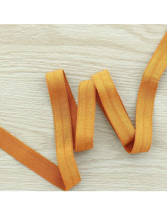 Pre-folded satin elastic bias 15 mm wide - Dark gold