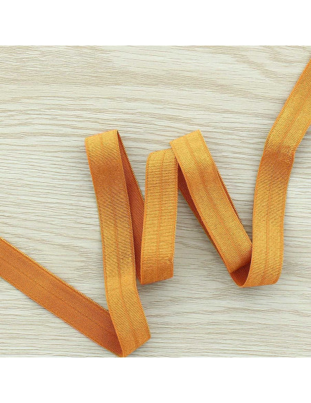 Pre-folded satin elastic bias 15 mm wide - Dark gold