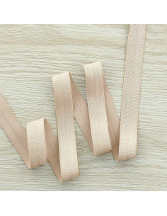 Pre-folded satin elastic bias 15 mm wide - Sand