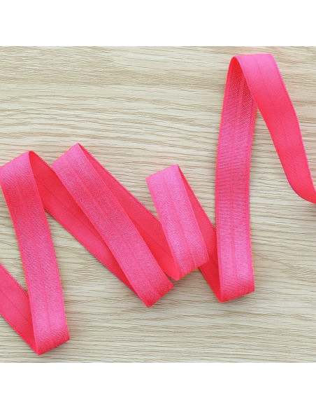Pre-folded satin elastic bias 15 mm wide - Fuchsia