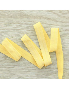 Pre-folded satin elastic bias 15 mm wide - Straw yellow