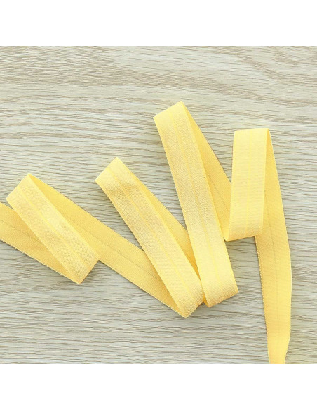 Pre-folded satin elastic bias 15 mm wide - Straw yellow