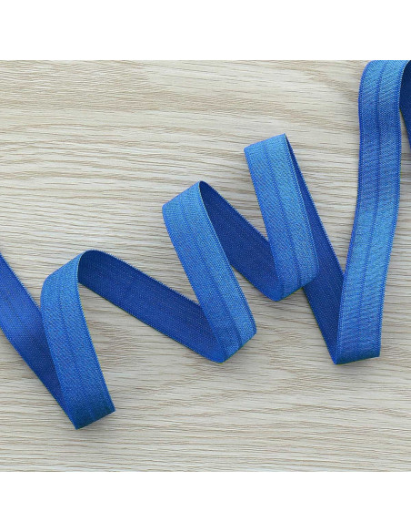 Pre-folded satin elastic bias 15 mm wide - Cobalt blue
