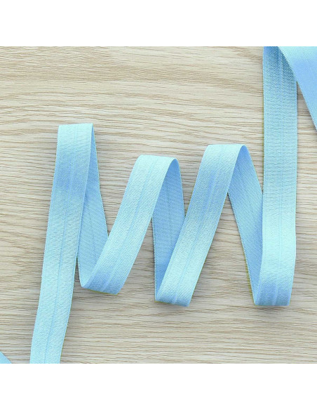 Pre-folded satin elastic bias 15 mm wide - Sky blue