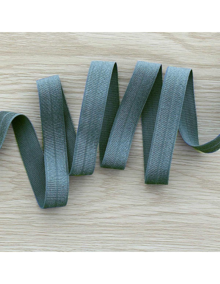 Pre-folded satin elastic bias 15 mm wide - Blue gray