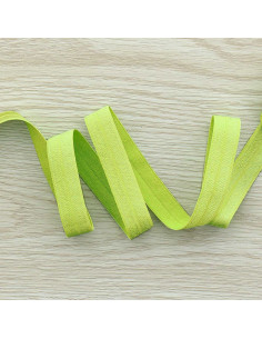 Pre-folded satin elastic bias 15 mm wide - Anise green