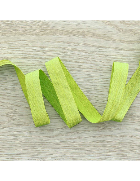 Pre-folded satin elastic bias 15 mm wide - Anise green