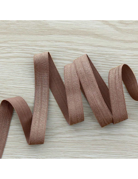 Pre-folded satin elastic bias 15 mm wide - Taupe