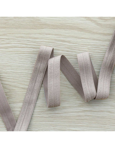 Pre-folded satin elastic bias 15 mm wide - Greige