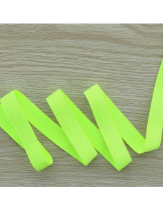 Pre-folded satin elastic bias 15 mm wide - Fluorescent yellow
