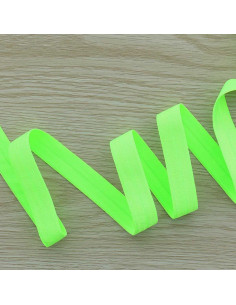 Pre-folded satin elastic bias 15 mm wide - Neon green