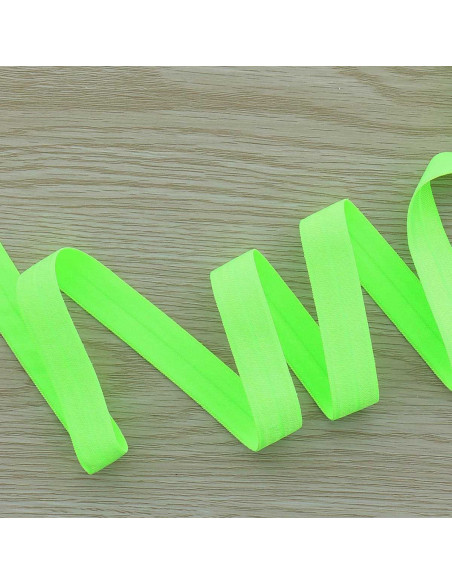 Pre-folded satin elastic bias 15 mm wide - Neon green