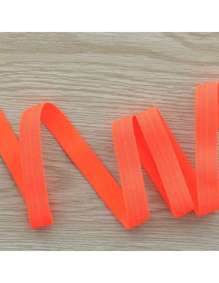 Pre-folded satin elastic bias 15 mm wide - Neon orange