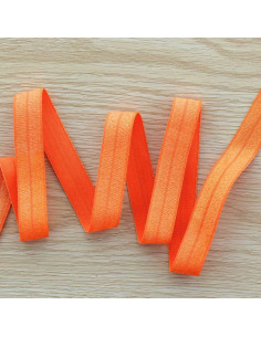 Pre-folded satin elastic bias 15 mm wide - Orange