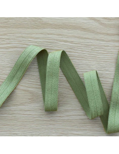 Pre-folded satin elastic bias 15 mm wide - Sage green
