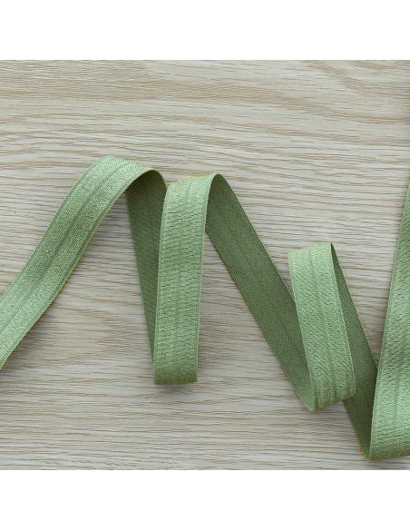 Pre-folded satin elastic bias 15 mm wide - Sage green