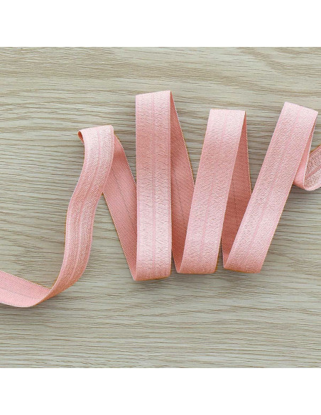 Pre-folded satin elastic bias 15 mm wide - Old pink