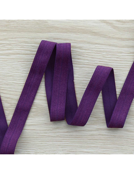 Pre-folded satin elastic bias 15 mm wide - Purple