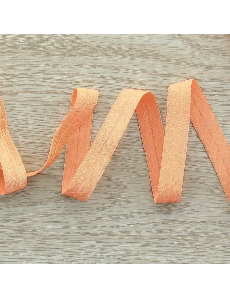 Pre-folded satin elastic bias 15 mm wide - Melon