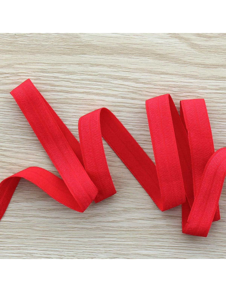 Pre-folded satin elastic bias 15 mm wide - Red