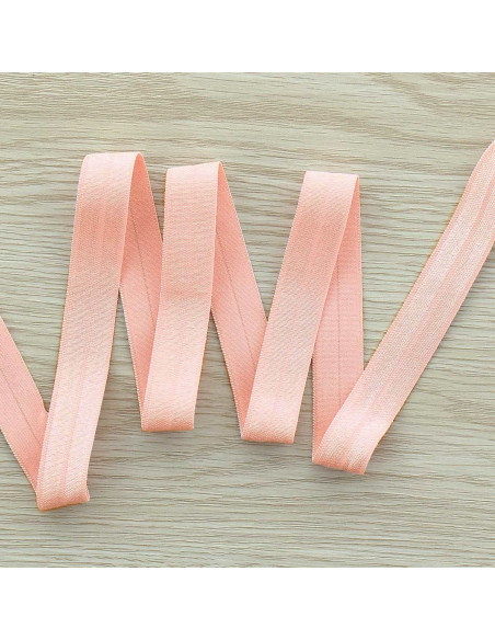 Pre-folded satin elastic bias 15 mm wide - Baby pink