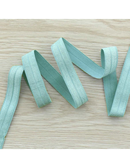 Pre-folded satin elastic bias 15 mm wide - Steel blue