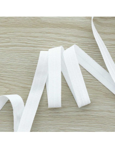 Pre-folded satin elastic bias 15 mm wide - White
