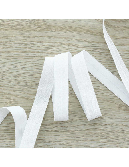 Pre-folded satin elastic bias 15 mm wide - White