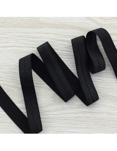 Pre-folded satin elastic bias 15 mm wide - Black