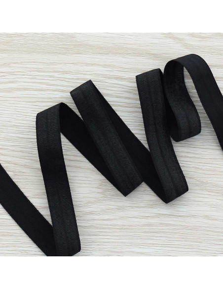 Pre-folded satin elastic bias 15 mm wide - Black