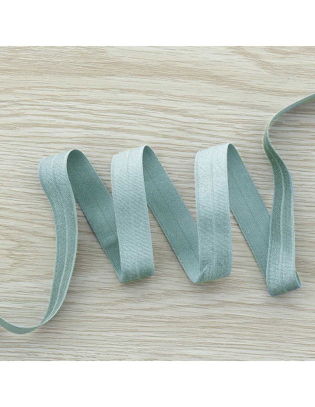 Pre-folded satin elastic bias 15 mm wide - Horizon blue