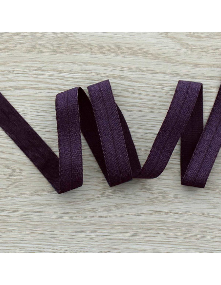 Pre-folded satin elastic bias 15 mm wide - Bishop purple