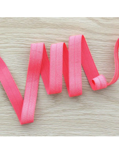 Pre-folded satin elastic bias 15 mm wide - Coral