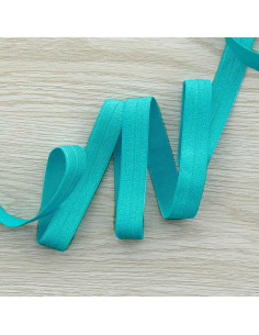 Pre-folded satin elastic bias 15 mm wide - Ocean blue