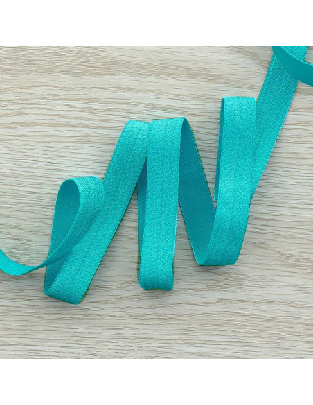 Pre-folded satin elastic bias 15 mm wide - Ocean blue