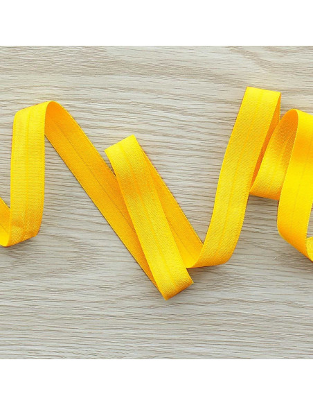Pre-folded satin elastic bias 15 mm wide - Sun yellow