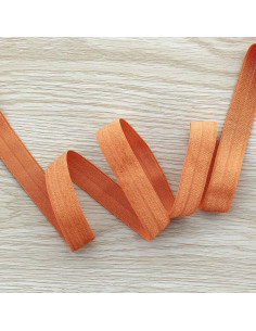 Pre-folded satin elastic bias 15 mm wide - Burnt orange