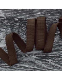 Pre-folded elastic bias tape, 20 mm wide - Brown