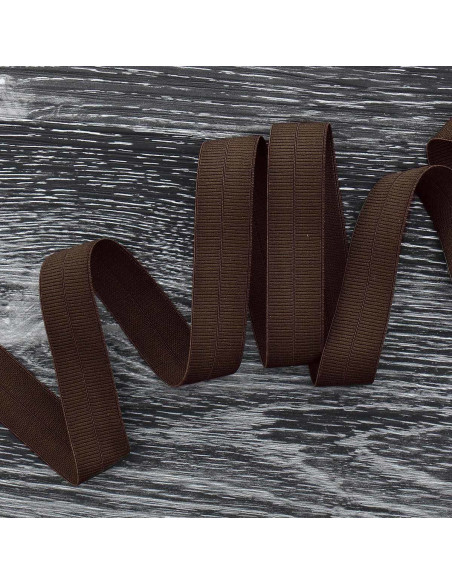 Pre-folded elastic bias tape, 20 mm wide - Brown